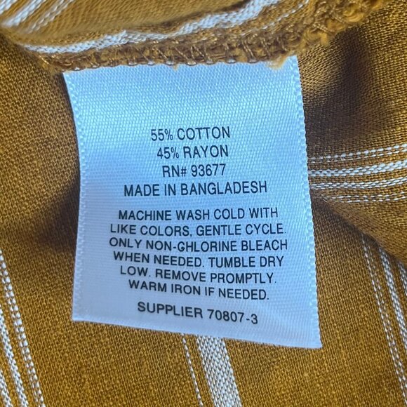 ANA Blouse Womens Medium Orange White Long Sleeves Vneck - Picture 7 of 8